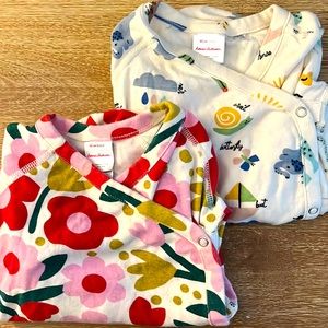 Hanna Andersson LOT of 2x 2T side snap onesies. Organic cotton. EUC